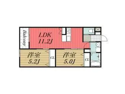 エアリスレジデンス(2LDK/1階)の間取り写真