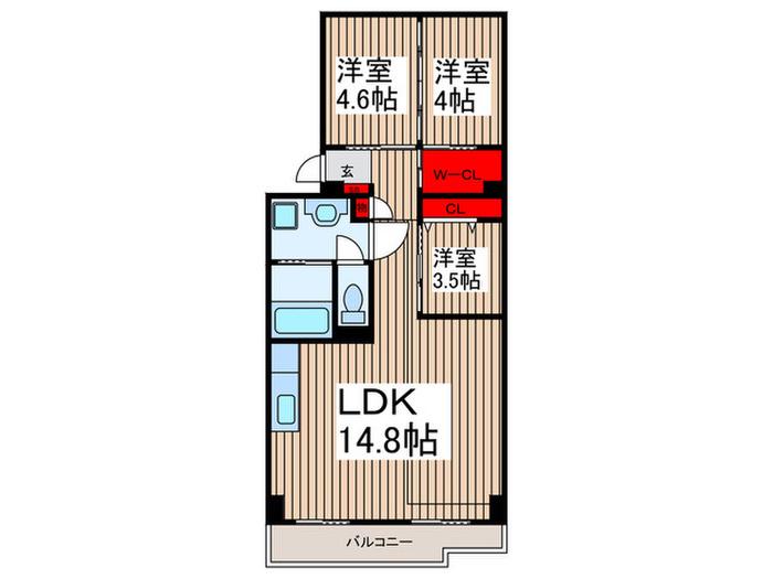 コンフォリア竹ノ塚イースト(3LDK/1階)の間取り写真