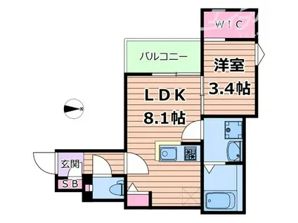 REGALEST千里丘 都(1LDK/2階)の間取り写真