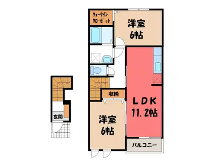 メゾンシュクレ I(2LDK/2階)の間取り写真