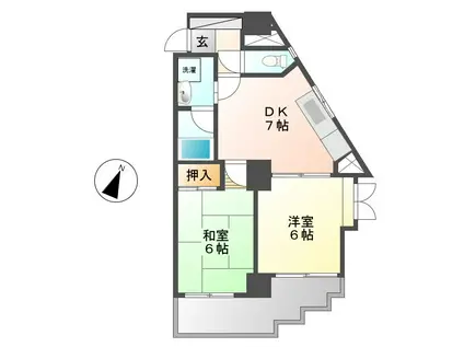 レインボー笠寺(2DK/3階)の間取り写真