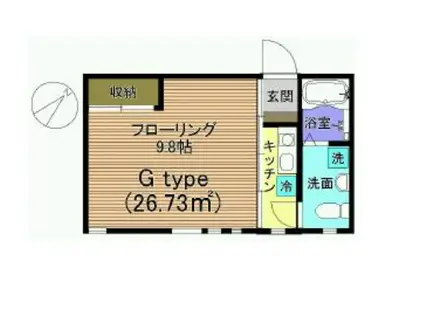 旭丘スクエア・ワン(1K/2階)の間取り写真