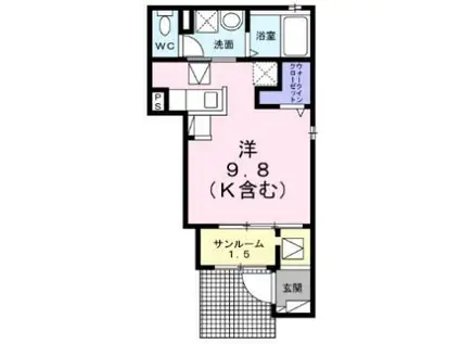 ヴァルムべルクC(ワンルーム/1階)の間取り写真