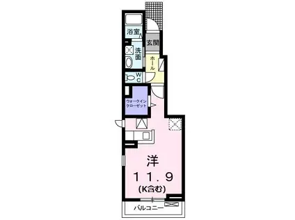 カーム ウィンド(ワンルーム/1階)の間取り写真