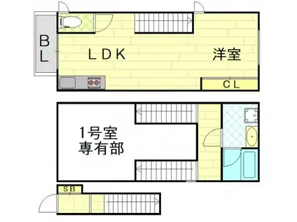 CASA ASTERIA UMEDA(1LDK/1階)の間取り写真