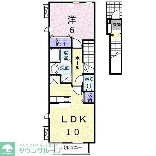ミントハウス(1LDK/2階)の間取り写真