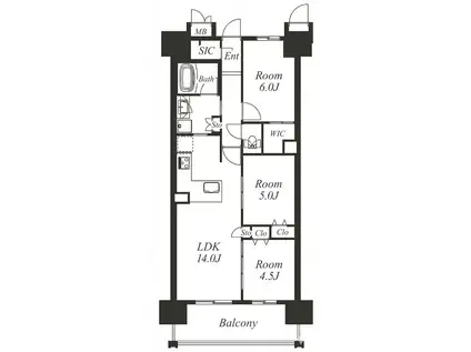 プレサンスロジェ車道(3LDK/9階)の間取り写真