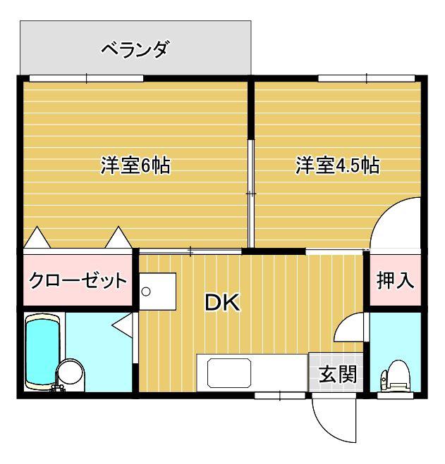 コーポ香住(2DK/2階)の間取り写真