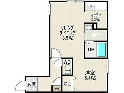 EFFORT NANGO(1LDK/2階)の間取り写真