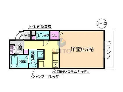 ウエスツォーネ(1K/2階)の間取り写真