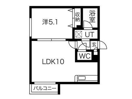 グランオルセー北大前(1LDK/4階)の間取り写真