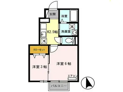 グランモア千秋(2K/1階)の間取り写真