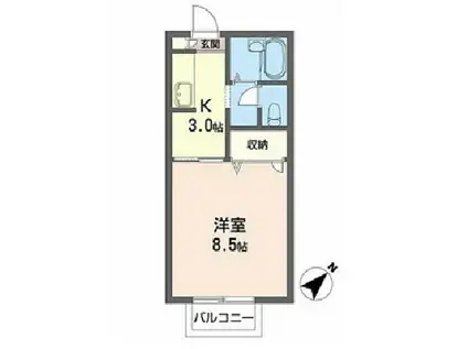 友情舎はちまん(1K/2階)の間取り写真