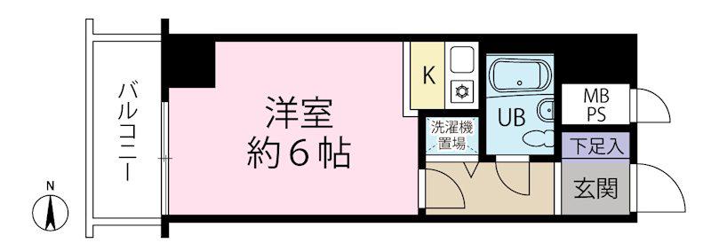 アーバンヒルズ本厚木(ワンルーム/7階)の間取り写真