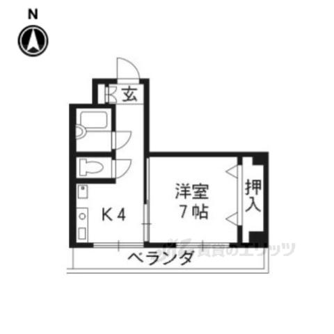 ロマネスク京都丹波口(1DK/2階)の間取り写真