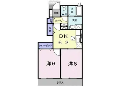 フォレスタ(2DK/1階)の間取り写真