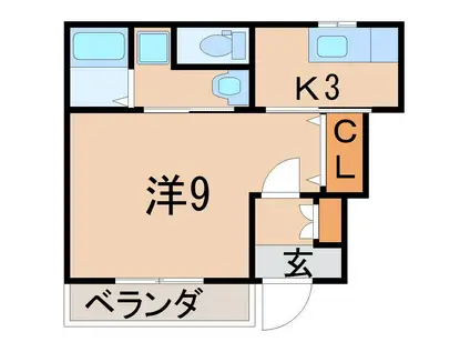 サンコーポ方木田(1K/1階)の間取り写真