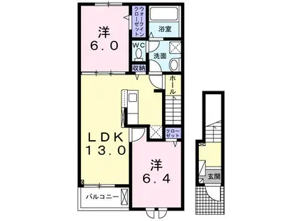 デア・マーサ八屋(2LDK/2階)の間取り写真