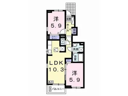 シャトー・ド・ラパン(2LDK/1階)の間取り写真