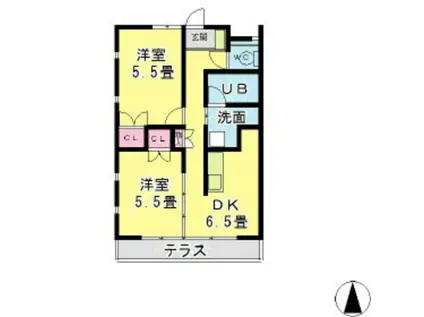 セントラルガーデン(2DK/2階)の間取り写真