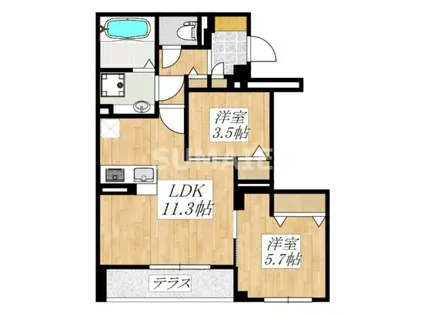 アローマ王本町(2LDK/1階)の間取り写真