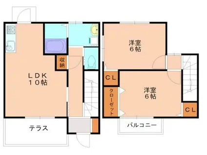 ハイルーラルV A(2LDK/1階)の間取り写真