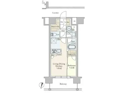 オーベルアーバンツ両国(1LDK/11階)の間取り写真
