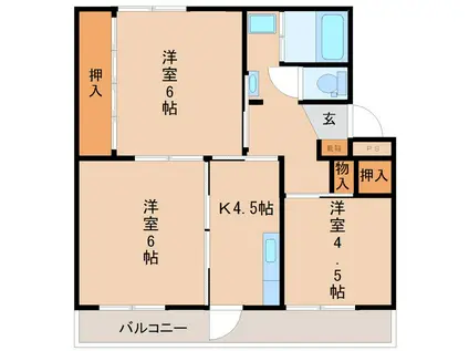 アヴィオン筑西(3K/2階)の間取り写真