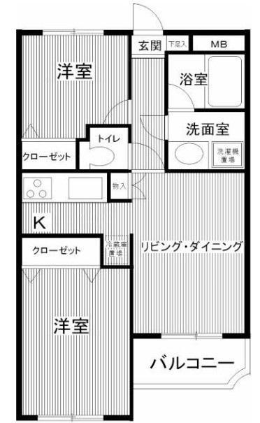 グランバリュー羽田(2LDK/2階)の間取り写真