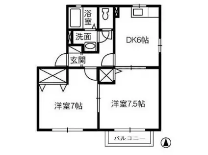 メゾンレオB棟(2DK/2階)の間取り写真