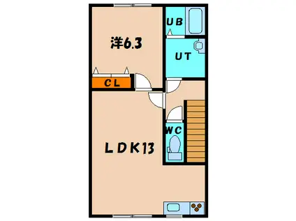 アスティ鳴川II(1LDK/2階)の間取り写真