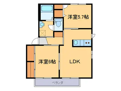 アンシャーリー(2LDK/2階)の間取り写真