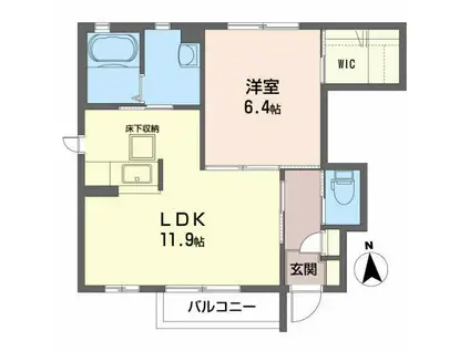 CASA MAI 虹(1LDK/1階)の間取り写真