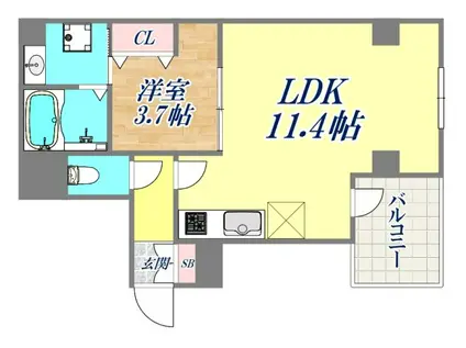 マイファーレ神戸(1LDK/7階)の間取り写真