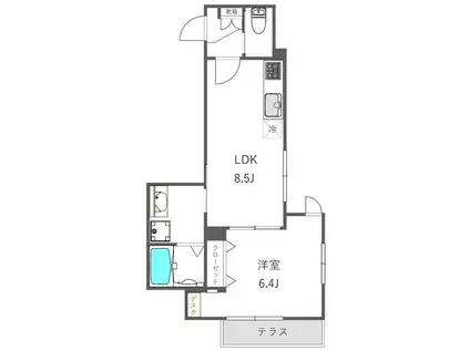 MS PARK FRONT 碑文谷(1LDK/1階)の間取り写真