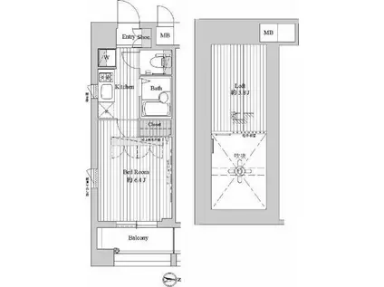 ドゥーエ練馬II(1K/8階)の間取り写真