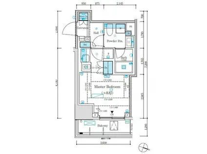 パークリュクス神田(ワンルーム/7階)の間取り写真