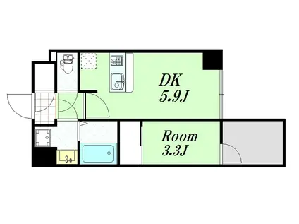 HS梅田イースト(1DK/11階)の間取り写真