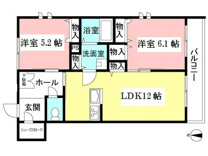HEIMSTAETTE逍遥館(2LDK/1階)の間取り写真