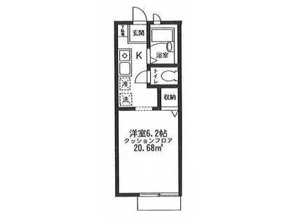 フルールウエハラ(1K/1階)の間取り写真