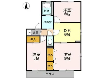 エスペランサディアスB(3DK/1階)の間取り写真