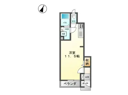 PRENDRE(ワンルーム/1階)の間取り写真