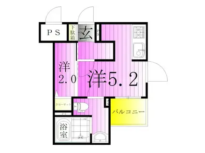 AZEST金町(1DK/4階)の間取り写真