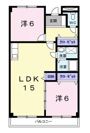 グリーンハイツ芝1(2LDK/2階)の間取り写真