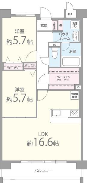 ブラン ジュール(2LDK/3階)の間取り写真