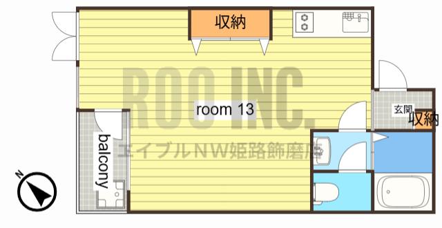 キャッスルコート南新在家(ワンルーム/2階)の間取り写真