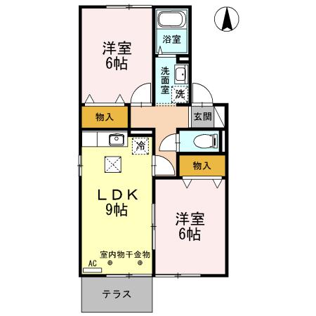 ルピナK・S ABC(2DK/1階)の間取り写真