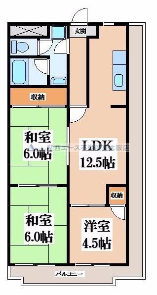 グランドール福川(3LDK/8階)の間取り写真