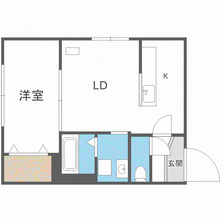 JIC新道東(1LDK/1階)の間取り写真