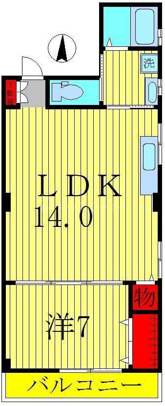 恩田コーポ I(1LDK/2階)の間取り写真